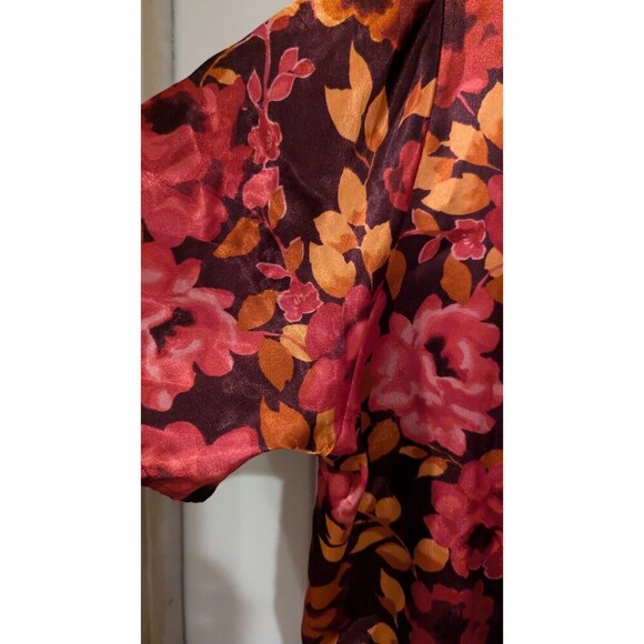 Cacique Sexy Sensual Floral Print Shirt Plus Size Button Down Red Orange - Picture 2 of 5